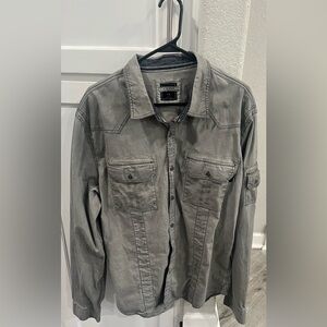 Zimego Men's Charcoal Button Down Shirt